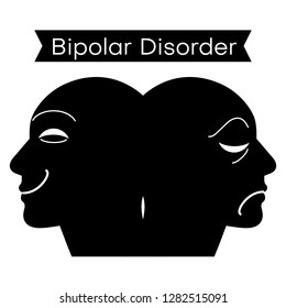 Mood disorder. Split personality. Bipolar disorder mind mental. Dual personality concept. Vector illustration.