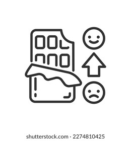Mood elevation from chocolate, linear icon. Line with editable stroke