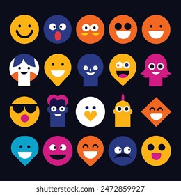 Mood emoji icons editable vector