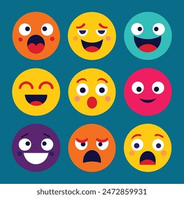 Mood emoji icons editable vector