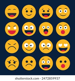 Mood emoji icons editable vector