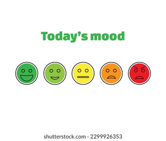 Today’s mood, emoji silhouette illustration, vector. Emoji infographic showing different moods for today, vector illustration.
