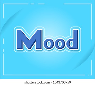 mood font word logo. Stenciled futuristic san serif, alphabet, uppercase letters, typography. Vector illustration.