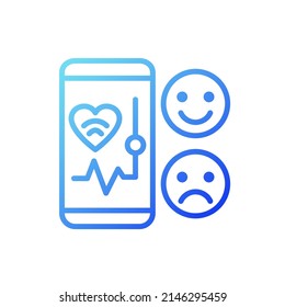 Mood monitoring gradient linear vector icon. Mobile app for health tracking. Internet of Things. Smart gadget. Thin line color symbol. Modern style pictogram. Vector isolated outline drawing