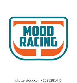 Mood Racing Vintage Vestuário Logo Patch Apparel Fashion Vetor Design K53, Uso Comercial.