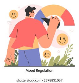 Mood regulation. Emotion balance and resilience skill. EQ development. Deep understanding of emotions and empathy. Self-regulation and awareness. Flat vector illustration