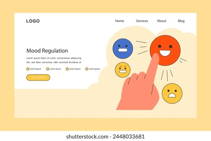 Mood regulation web banner or landing page. Emotion balance and resilience skill. EQ development. Deep understanding of emotions and empathy. Self-regulation and awareness. Flat vector illustration