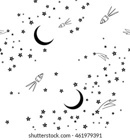 Mood and stars seamless pattern.