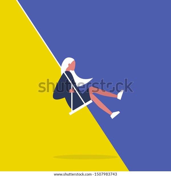 Mood swing. Balance and control.\
Mental health. Bipolar disorder. Young female character. Modern\
problems. Flat editable vector illustration, clip\
art