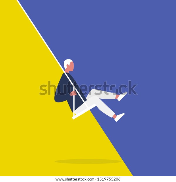 Mood swing. Balance and control. Mental health.\
Bipolar disorder. Young male character. Modern problems. Flat\
editable vector illustration, clip\
art