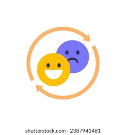 mood swings icon with emoji, flat vector