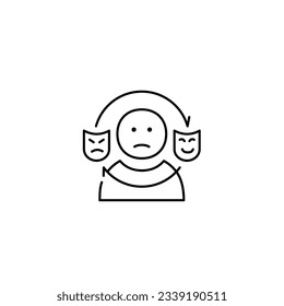 mood swings line icon black and white vector with mental health theme