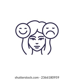 mood swings line icon with a woman