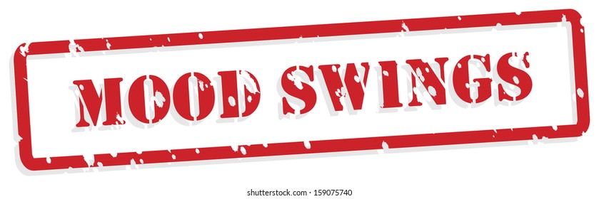 Mood swings red rubber stamp vector for mental health concept
