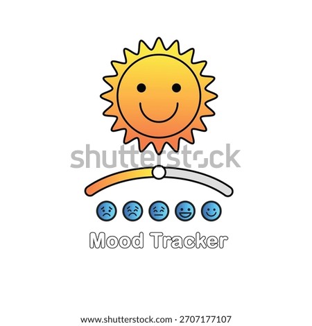 Mood Tracker Graphic with Emoticons, Slider, and Sun Icon for Emotional Monitoring