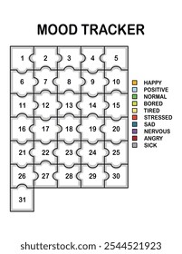 Mood tracker in pixels. Calendar munthly, yearly, weekly, dayly organizer. Calendar for personal and work issues. Feelings Planner, habit tracker. Vector illustration.
