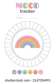 Mood tracker printable sheet, digital planner