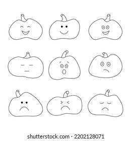 Mood Tracker pumpkins on October. Halloween pumpkins Jack-o-lanterns. Tracker to track your daily mood for 31 days