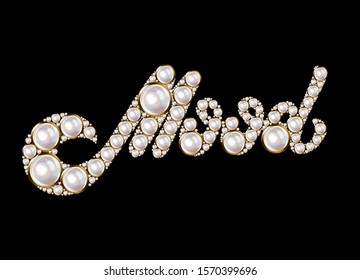 Mood. Vector hand drawn lettering of  pearls  isolated. Creative artwork. Template for card, poster. banner, print for t-shirt, pin, badge, patch.