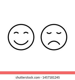Mood vector icon, sad or happy symbol. Simple, flat design for web or mobile app