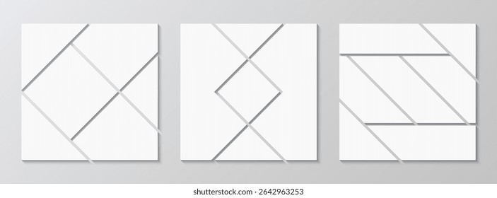 Moodboard grid. Scrapbook layout set. Photo collage template collection. Gallery banner. Mosaic picture frame. Mood board background. Album brandboard. Portfolio images. Vector illustration