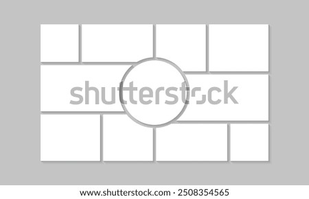 Moodboard template design. Photo collage grid layout. Mosaic pictures frame. Photo montage background. Vector illustration