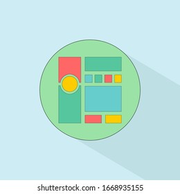 Moodboard template icon. User centered design flat vector illustration. Data visualization design element. Flat design style modern user experience icon.