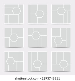 Moodboard template. Photo collage layout. Minimalist Moodboard.