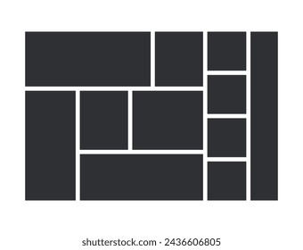 Moodboard template. Photo collage layout. Mood board background. Pictures album grid. Scrapbook mosaic cards. Photomontage frames. Poster design. Banner with gallery images. Vector illustration