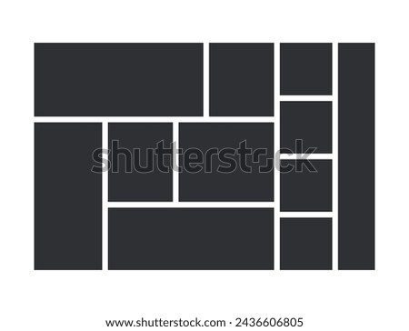 Moodboard template. Photo collage layout. Mood board background. Pictures album grid. Scrapbook mosaic cards. Photomontage frames. Poster design. Banner with gallery images. Vector illustration