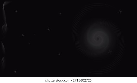 Fondo abstracto malhumorado con un vórtice espiral suave y sutiles Elementos brillantes en una superficie oscura. Adecuado para diseños futuristas, temas de tecnología, visuales cinematográficos, arte digital y conceptos de misterio.