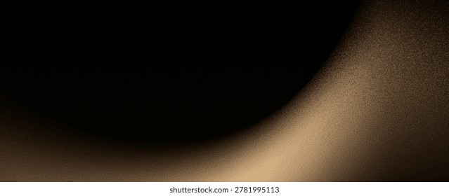 Moody black and yellow abstract background featuring vibrant blurred wave flow, copper grain texture, and dynamic aglow light effect with copy space.