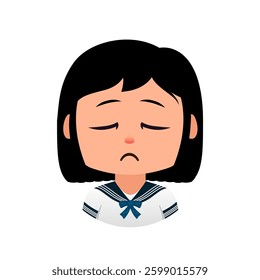 Moody Cartoon girl, College student with changing moods daily, Emoji girl School