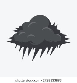 Nube oscura de mal humor con granizadas afiladas que caen hacia abajo en un estilo plano simple