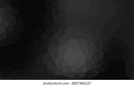 Moody dark grayscale background featuring polygonal mosaic shapes and subtle texture for modern minimalist design. Suitable as a geometric wallpaper or backdrop to convey depth, contrast, and understated elegance.