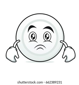 Moody face plate cartoon character vector illustration