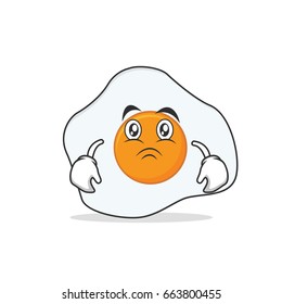 Moody Fried Egg Cartoon Character Vector Illustration