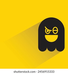 moody ghost icon with shadow on yellow background