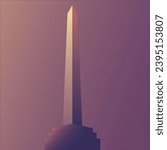 Moody purple obelisk statue twilight lights