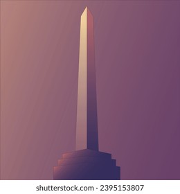 Moody purple obelisk statue twilight lights