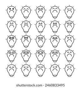 moody and sad emoji icons set vector illustration