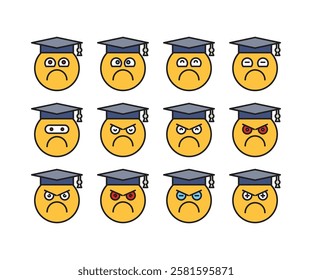 moody student emoticons vector set