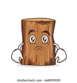 Moody tree trunk character cartoon vector illustration