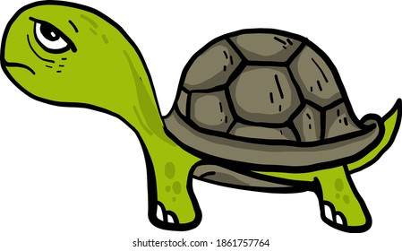 Moody turtle, illustration, vector on white background.