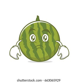 Moody watermelon character cartoon style vector illustration