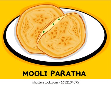 Mooli Paratha indian Street Food Vector