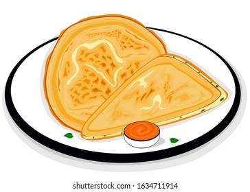 Mooli Paratha indian Street Food Vector