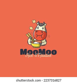 Moomoo rice and noodles vector logo design.