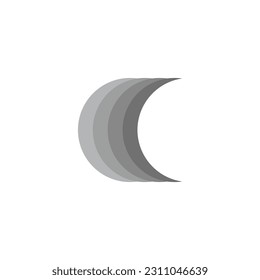 Moon, 3d, símbolo geométrico de sombra vector de logotipo simple