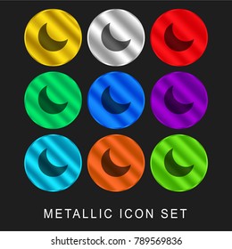Moon 9 color metallic chromium icon or logo set including gold and silver